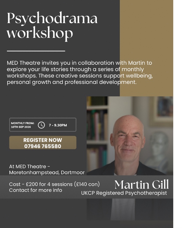 A poster advertising psychodrama workshop